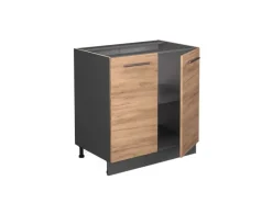 Vicco Spülenunterschrank Fame-Line Goldkraft Eiche/Anthrazit 80 cm mit Regal AP Eiche