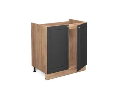 Vicco Spülenunterschrank Fame-Line Anthrazit-Gold/Goldkraft Eiche 80 cm AP Eiche