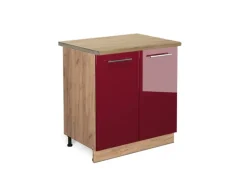 Vicco Spülenunterschrank Fame-Line Bordeaux Hochglanz/Goldkraft Eiche 80 cm AP Eiche