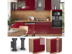 Vicco Spülenunterschrank Fame-Line Bordeaux Hochglanz/Goldkraft Eiche 80 cm AP Eiche