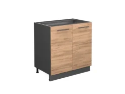Vicco Spülenunterschrank Fame-Line Goldkraft Eiche/Anthrazit 80 cm mit Regal ohne Arbeitsplatte