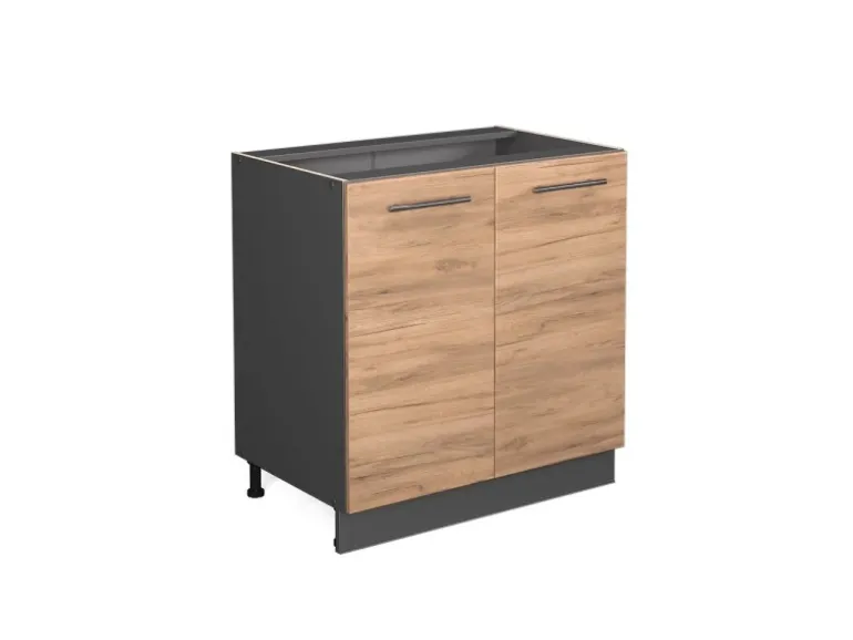 Vicco Spülenunterschrank Fame-Line Goldkraft Eiche/Anthrazit 80 cm mit Regal ohne Arbeitsplatte