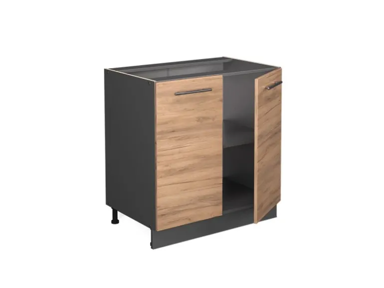 Vicco Spülenunterschrank Fame-Line Goldkraft Eiche/Anthrazit 80 cm mit Regal ohne Arbeitsplatte