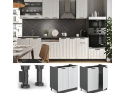 Vicco Spülenunterschrank Fame-Line Weiß Landhaus/Anthrazit 80 cm AP Anthrazit