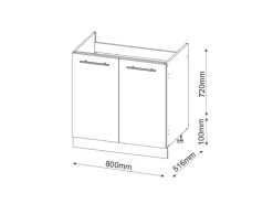 Vicco Spülenunterschrank Fame-Line Weiß Landhaus/Anthrazit 80 cm AP Anthrazit