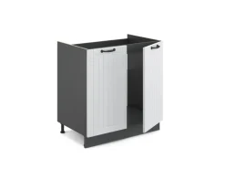 Vicco Spülenunterschrank Fame-Line Weiß Landhaus/Anthrazit 80 cm AP Anthrazit