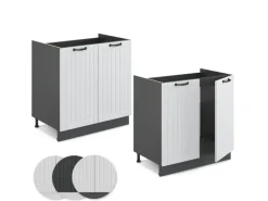 Vicco Spülenunterschrank Fame-Line Weiß Landhaus/Anthrazit 80 cm AP Anthrazit