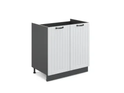 Vicco Spülenunterschrank Fame-Line Weiß Landhaus/Anthrazit 80 cm ohne Arbeitsplatte