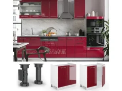 Vicco Spülenunterschrank Fame-Line Bordeaux Hochglanz/Weiß 80 cm ohne Arbeitsplatte