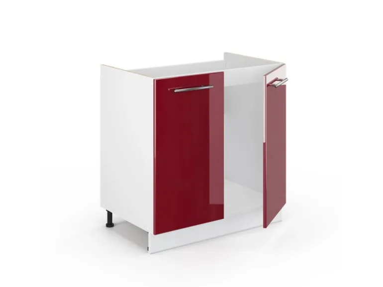 Vicco Spülenunterschrank Fame-Line Bordeaux Hochglanz/Weiß 80 cm ohne Arbeitsplatte