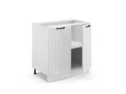 Vicco Spülenunterschrank Fame-Line Weiß Landhaus/Weiß 80 cm mit Regal AP Anthrazit