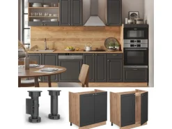 Vicco Spülenunterschrank Fame-Line Anthrazit-Gold/Goldkraft Eiche 80 cm ohne Arbeitsplatte