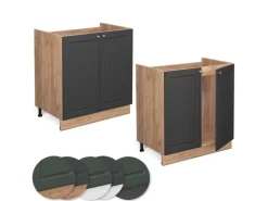 Vicco Spülenunterschrank Fame-Line Anthrazit-Gold/Goldkraft Eiche 80 cm ohne Arbeitsplatte