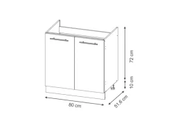 Vicco Spülenunterschrank Fame-Line Dunkelblau Hochglanz/Goldkraft Eiche 80 cm AP Anthrazit