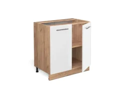 Vicco Spülenunterschrank Fame-Line Weiß Hochglanz/Goldkraft Eiche 80 cm mit Regal ohne Arbeitsplatte