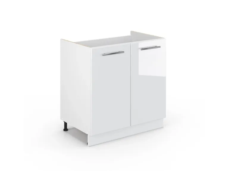 Vicco Spülenunterschrank Fame-Line Weiß Hochglanz/Weiß 80 cm ohne Arbeitsplatte