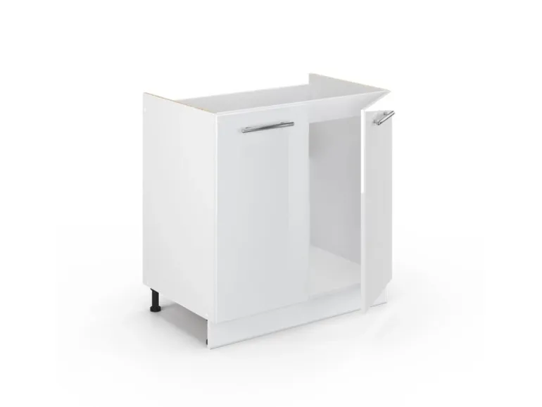 Vicco Spülenunterschrank Fame-Line Weiß Hochglanz/Weiß 80 cm ohne Arbeitsplatte