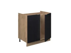 Vicco Spülenunterschrank Fame-Line Schwarz Gestreift 80 cm ohne Arbeitsplatte