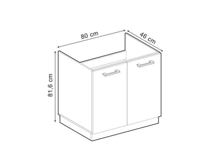 Vicco Spülenunterschrank R-Line Schwarz Beton/Anthrazit 80 cm AP Anthrazit
