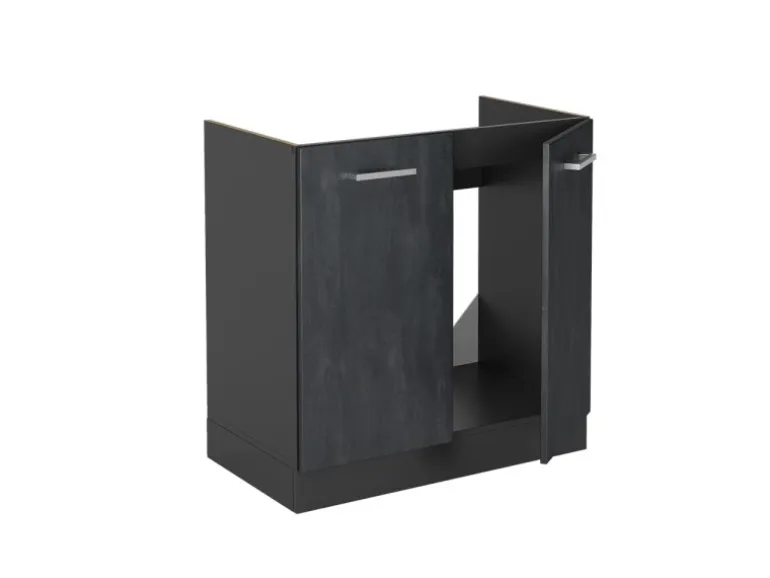 Vicco Spülenunterschrank R-Line Schwarz Beton/Anthrazit 80 cm AP Anthrazit