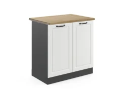 Vicco Spülenunterschrank R-Line Weiß Landhaus/Anthrazit 80 cm AP Eiche