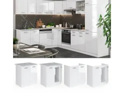 Vicco Spülenunterschrank R-Line Küchenunterschrank für die Spüle Weiß Hochglanz/Weiß 80 cm AP Marmor