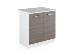 Vicco Spülenunterschrank R-Line Küchenunterschrank für die Spüle Grau/Weiß 80 cm AP Marmor