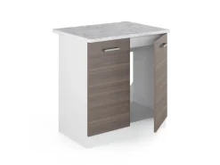 Vicco Spülenunterschrank R-Line Küchenunterschrank für die Spüle Grau/Weiß 80 cm AP Marmor