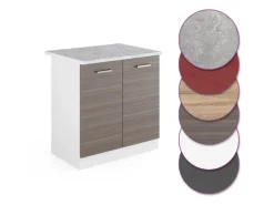 Vicco Spülenunterschrank R-Line Küchenunterschrank für die Spüle Grau/Weiß 80 cm AP Marmor