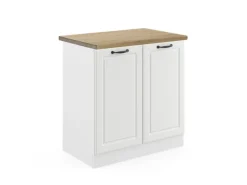 Vicco Spülenunterschrank R-Line Küchenunterschrank für die Spüle Weiß Landhaus/Weiß 80 cm AP Eiche