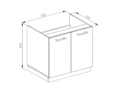 Vicco Spülenunterschrank R-Line Küchenunterschrank für die Spüle Weiß Landhaus/Weiß 80 cm AP Eiche