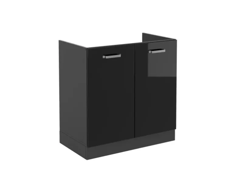 Vicco Spülenunterschrank R-Line Schwarz Hochglanz/Anthrazit 80 cm ohne Arbeitsplatte
