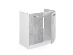 Vicco Spülenunterschrank R-Line Küchenunterschrank für die Spüle Beton/Weiß 80 cm ohne Arbeitsplatte