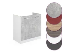Vicco Spülenunterschrank R-Line Küchenunterschrank für die Spüle Beton/Weiß 80 cm ohne Arbeitsplatte