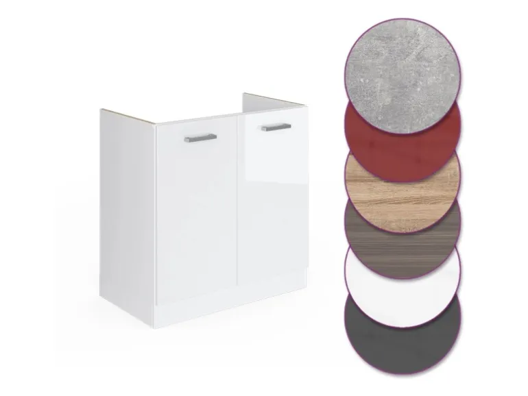 Vicco Spülenunterschrank R-Line Weiß Hochglanz/Weiß 80 cm ohne Arbeitsplatte