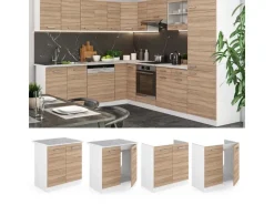 Vicco Spülenunterschrank R-Line Küchenunterschrank für die Spüle Sonoma/Weiß 80 cm ohne Arbeitsplatte