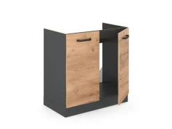 Vicco Spülenunterschrank R-Line Goldkraft Eiche/Anthrazit 80 cm ohne Arbeitsplatte