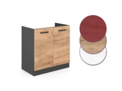 Vicco Spülenunterschrank R-Line Goldkraft Eiche/Anthrazit 80 cm ohne Arbeitsplatte