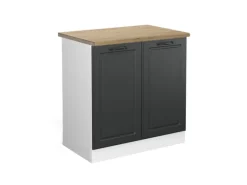 Vicco Spülenunterschrank R-Line Anthrazit Landhaus/Weiß 80 cm AP Eiche