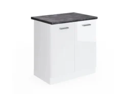 Vicco Spülenunterschrank R-Line Weiß Hochglanz/Weiß 80 cm AP Anthrazit