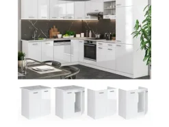 Vicco Spülenunterschrank R-Line Weiß Hochglanz/Weiß 80 cm AP Anthrazit