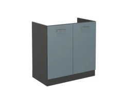 Vicco Spülenunterschrank R-Line Blau-Grau/Anthrazit 80 cm ohne Arbeitsplatte