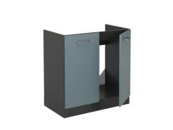 Vicco Spülenunterschrank R-Line Blau-Grau/Anthrazit 80 cm ohne Arbeitsplatte