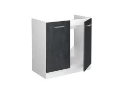 Vicco Spülenunterschrank R-Line Schwarz Beton/Weiß 80 cm ohne Arbeitsplatte