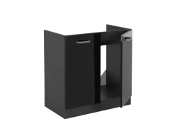 Vicco Spülenunterschrank R-Line Schwarz Hochglanz/Anthrazit 80 cm AP Anthrazit