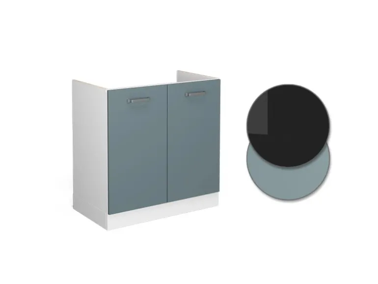 Vicco Spülenunterschrank R-Line Küchenunterschrank für die Spüle Blau-Grau/Weiß 80 cm AP Anthrazit