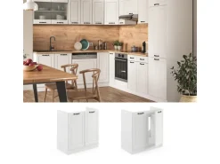 Vicco Spülenunterschrank R-Line Weiß Landhaus/Weiß 80 cm AP Anthrazit