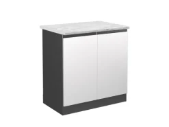 Vicco Spülenunterschrank R-Line Küchenunterschrank für die Spüle Weiß/Anthrazit AP Marmor