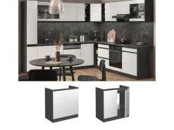 Vicco Spülenunterschrank R-Line Küchenunterschrank für die Spüle Weiß/Anthrazit 80 cm AP Eiche