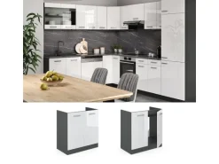 Vicco Spülenunterschrank R-Line Weiß Hochglanz/Anthrazit 80 cm ohne Arbeitsplatte